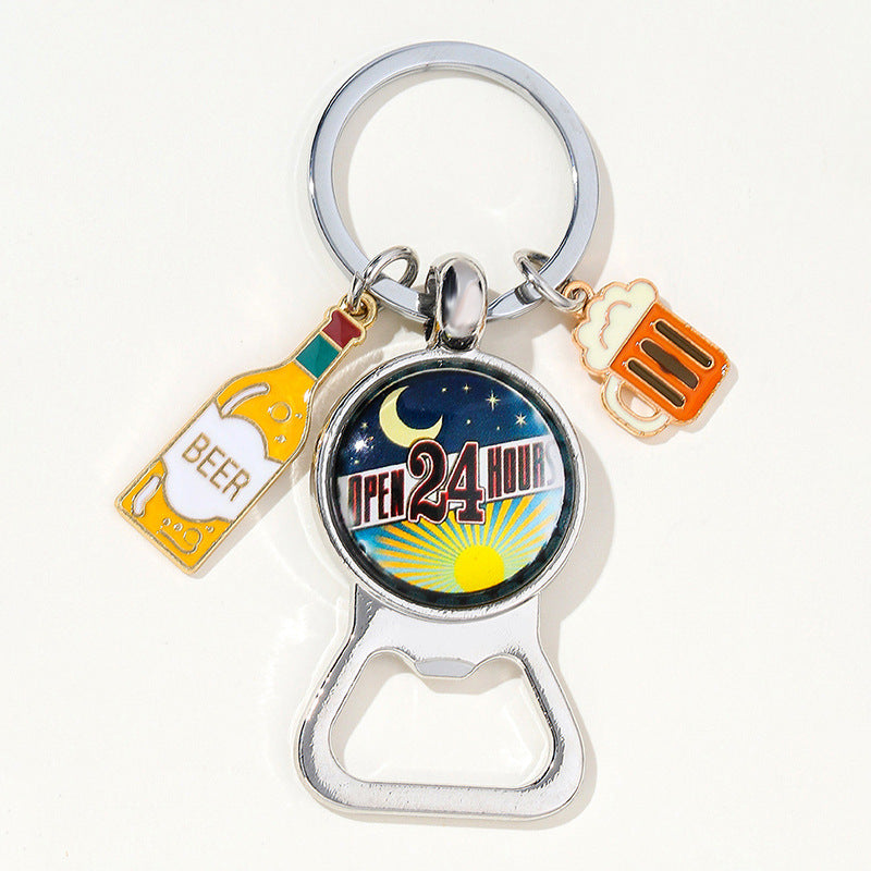 Wholesale Creative Time Glass Oktoberfest Bottle Opener Keychain